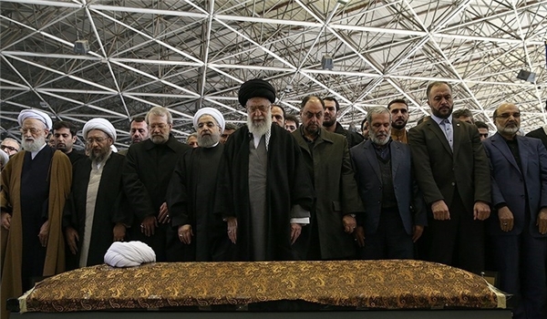 Ayatollah Khamenei Leads Funeral Prayers for Late Chairman of Iran