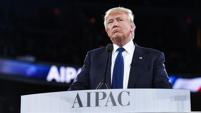 Donald Trump speaks at the American Israel Public Affairs Committee (AIPAC) during his presidential campaign on March 21, 2016