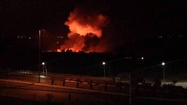 The photo shows the aftermath of an Israeli missile strike on the Mezzeh airbase near Damascus, Syria, on January 13, 2017