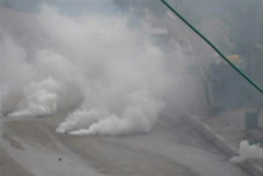 Tear gas fired at a Palestinian village near the city of al-Khalil south of the Israeli-occupied West Bank.