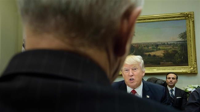 Donald Trump speaks in the Roosevelt Room of the White House on February 2, 2017 in Washington, DC