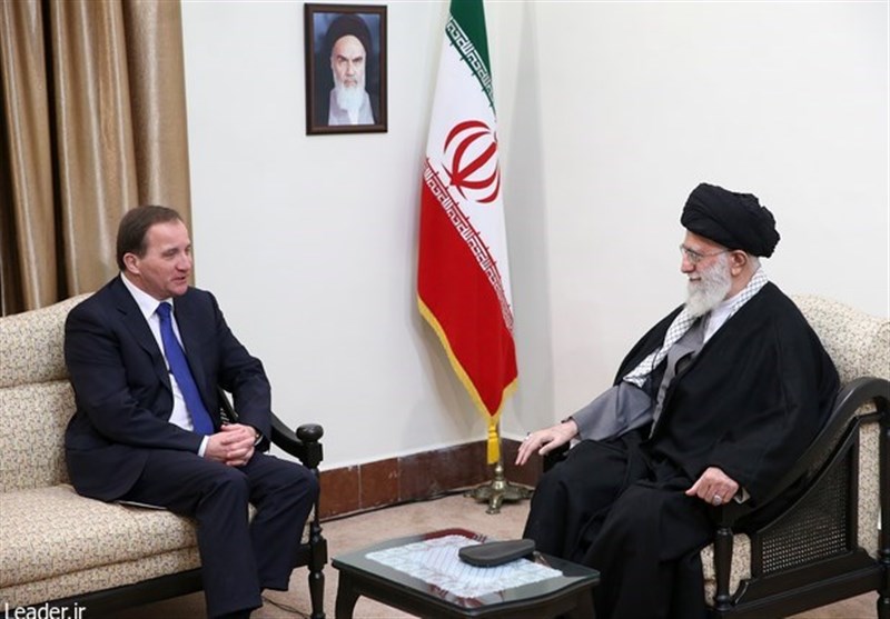 Ayatollah Khamenei in a meeting in Tehran with Swedish Prime Minister Stefan Lofven