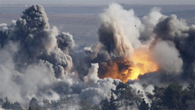 Smoke rises over the Syrian town of Kobani after a US airstrike there.