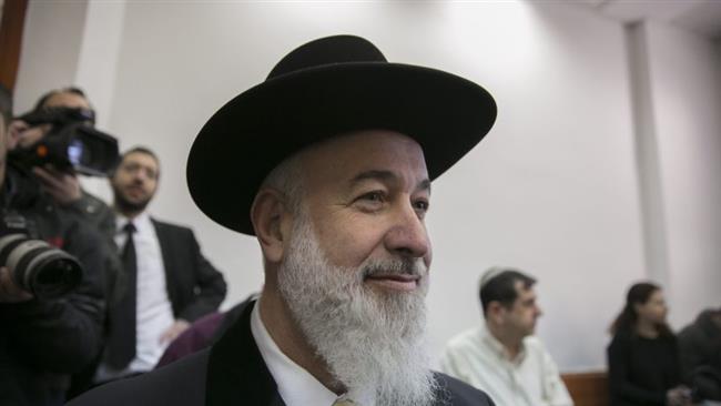 Former Israeli chief rabbi Yona Metzger appears at the Jerusalem District Court in the occupied Jerusalem al-Quds on January 30, 2017. (Photo by the Times of Israel)
