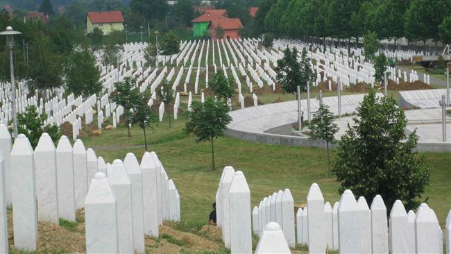 Tombstones are seen at a graveyard for the victims of the 1992-1995 Serbian genocide against Bosnia’s Muslim population in Srebrenica, Bosnia and Herzegovina.
