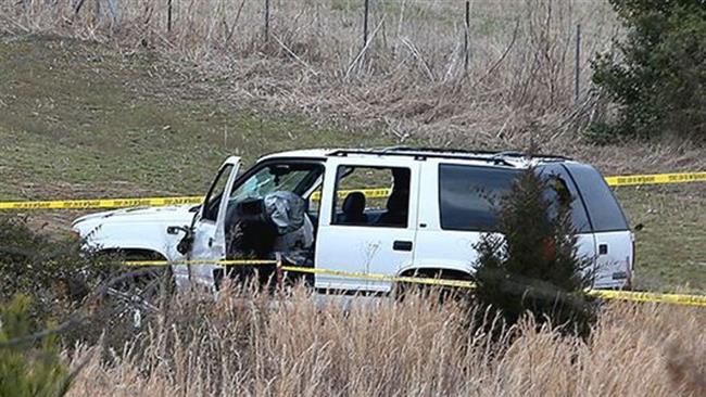 Police tape surrounds a sport-utility vehicle driven by Rodney James Hess on March 16, 2017, at Tennessee 88 in Alamo, Tennessee. (Photo by Tennessee Sun)
