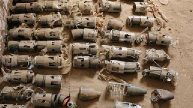 UK-manufactured cluster bomblets gathered in northern Yemen.