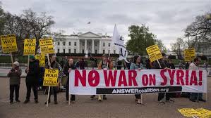 Anti-war groups protest US strikes against Syria 