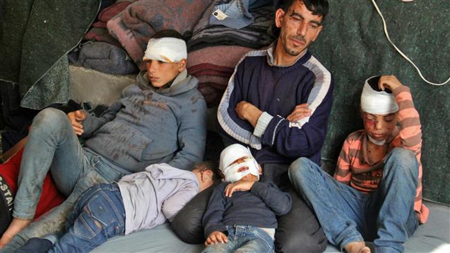 Syrians, who were injured in a car bombing