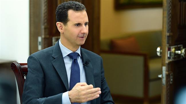 Syrian President Bashar al-Assad speaks to Russia’s Sputnik news agency in an exclusive interview in Damascus, Syria, on April 21, 2017.
