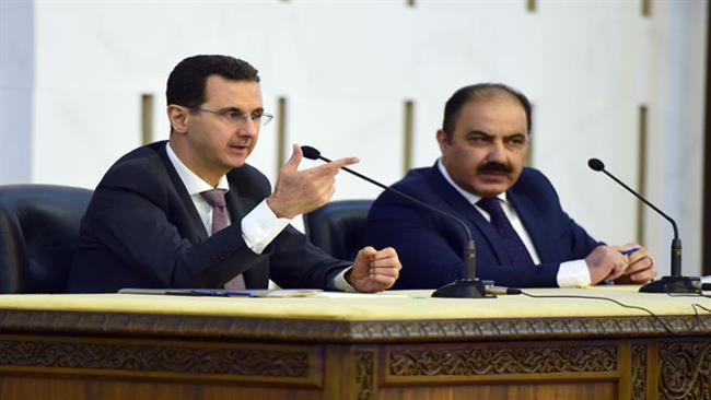 Syrian President Bashar al-Assad speaks at a meeting of the central committee of the ruling Arab Socialist Ba