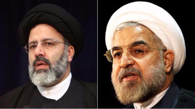 Iranian presidential candidates Hassan Rouhani (R) and Seyyed Ebrahim Raeisi
