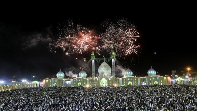 Iranians gathering in Jamkaran Mosque, near the holy Iranian city of Qom, on the eve of the birth anniversary of Imam Mahdi (PBUH).