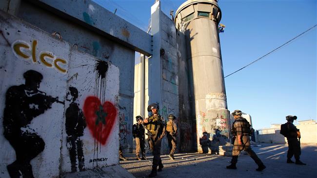 Israeli border guards are stationed at the main entrance of the West Bank city of Bethlehem