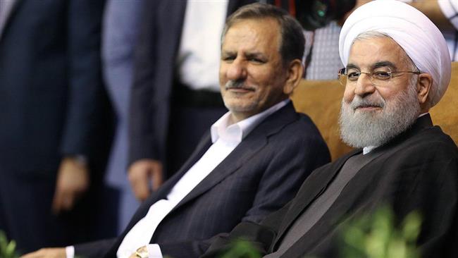 Iranian President Hassan Rouhani (R) and First Vice President Es’haq Jahangiri