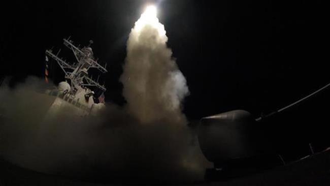 US Navy, the guided-missile destroyer, USS Porter, conducts strike operations against Syria while in the Mediterranean Sea