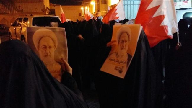 Bahrainis rally in support of the country’s senior Shia cleric Sheikh Isa Qassim, in the northwestern village of Diraz, Bahrain, May 25, 2017.
