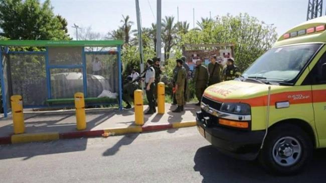 The photo taken from social media shows Israeli forces at the site of a shooting assault against a Palestinian girl in Jenin, West Bank, June 1, 2017.
