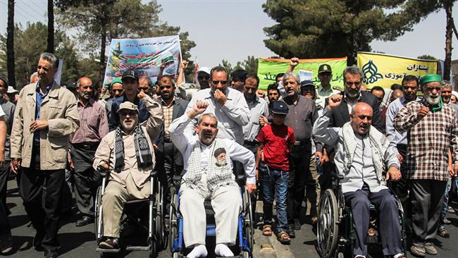 Iranian demonstrators mark International Quds Day in Birjand, June 23, 2017. (Photo by Mehr)
