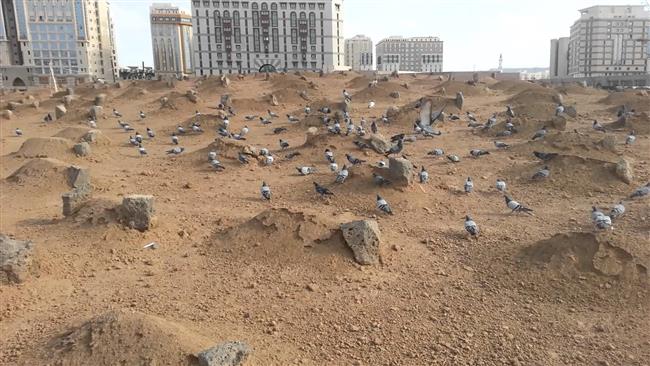 The photo shows a view of the demolished cemetery of Jannat al-Baqi (Garden of Paradise) in Medina, Saudi Arabia.