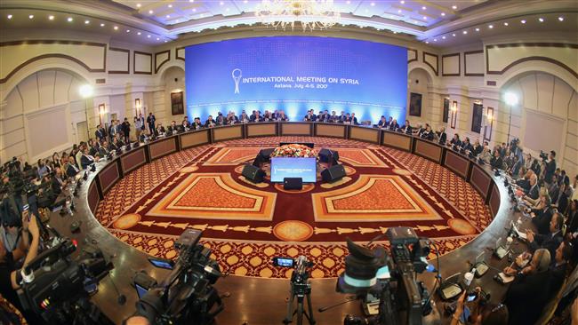 A general view of the fifth round of Syria peace talks in Astana on July 5, 2017 (Photo by AFP)
