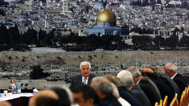 Palestinian President Mahmoud Abbas delivers a speech during a meeting of Palestinian leadership in the West Bank city of Ramallah on July 21, 2017, during which he announced freezing all contacts with Israel over its new restrictions at the al-Aqsa Mosque compound. (Photos by AFP)