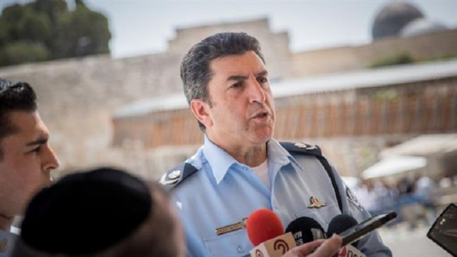 This photo taken from Israeli media shows Israeli police commander of East Jerusalem al-Quds Police, Yoram Halevi, speaking to the media on July 27, 2017.
