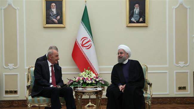 Iranian President Hassan Rouhani (R) and Lebanon’s Parliament Speaker Nabih Berri meet in Tehran on August 6, 2017. (Photo by president.ir)
