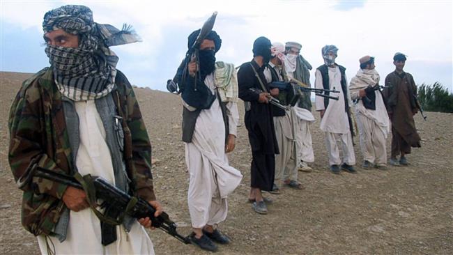 This file photo shows members of the Taliban militant group in an unknown location in Afghanistan.
