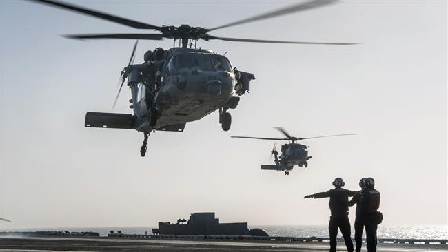 US MH-60S Seahawk helicopters (Photo by AFP)