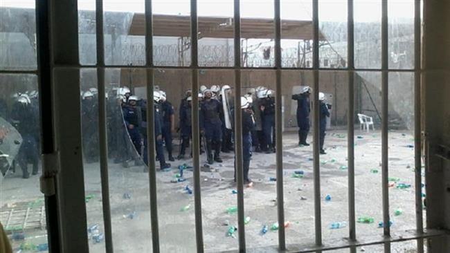 This file photo shows Bahraini police forces at the notorious Jaw prison.
