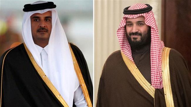 This combo photo shows Qatari Emir Sheikh Tamim bin Hamad Al Thani (L) and Saudi Crown Prince Mohammed bin Salman Al Saud.
