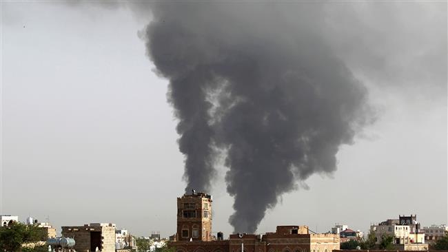 This file photo taken on July 07, 2015 shows smoke billowing following Saudi airstrikes in the Yemeni capital Sana’a. (Photo by AFP)
