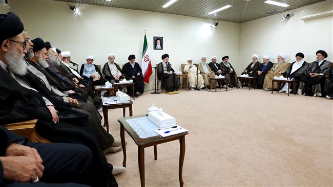 Leader of the Islamic Revolution Ayatollah Seyyed Ali Khamenei receives officials of Iran’s Assembly of Experts, Tehran, September 21, 2017. (Photo by khamenei.ir)
