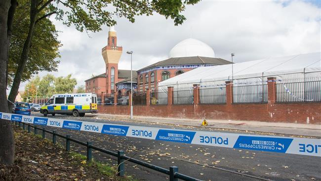 This image taken on September 30, 2017 shows outside the Idaara Maarif-e-Islam mosque in Herbert Road, Small Heath, Birmingham.
