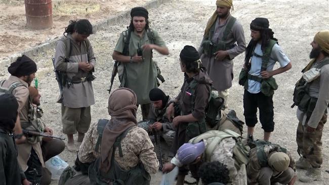 This file picture shows Daesh Takfiri militants at an unknown location in Syria.
