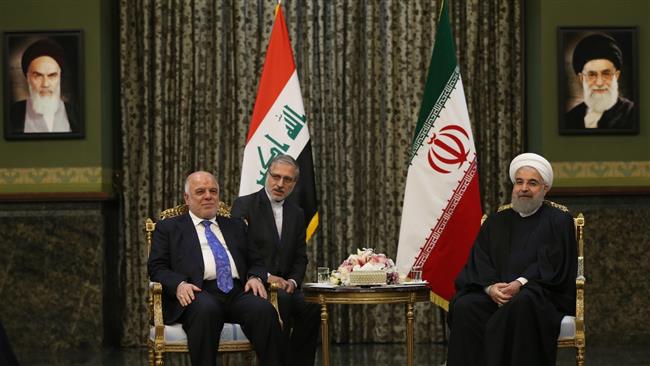 Iranian President Hassan Rouhani (R) meets with Iraqi Prime Minister Haider al-Abadi in Tehran on October 26, 2017. (Photo by IRNA)

