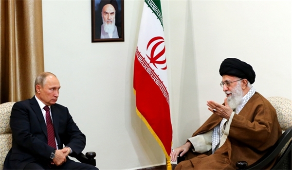 Ayatollah Khamenei in a meeting with visiting Russian President Vladimir Putin in Tehran

