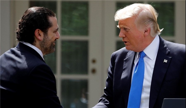 Saad Al-Hariri shakes hands with Trump