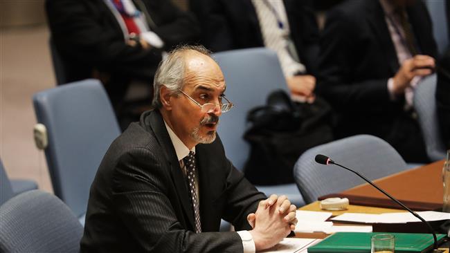 Syrian Ambassador to the UN Bashar al-Jaafari speaks at a UN Security Council meeting on the situation in the Middle East on April 12, 2017. (Photo by AFP)
