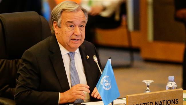 United Nations Secretary-General Antonio Guterres speaks during the Association of Southeast Asian Nations (ASEAN) Summit in Manila, the Philippines, on November 13, 2017. (Photo by AFP)
