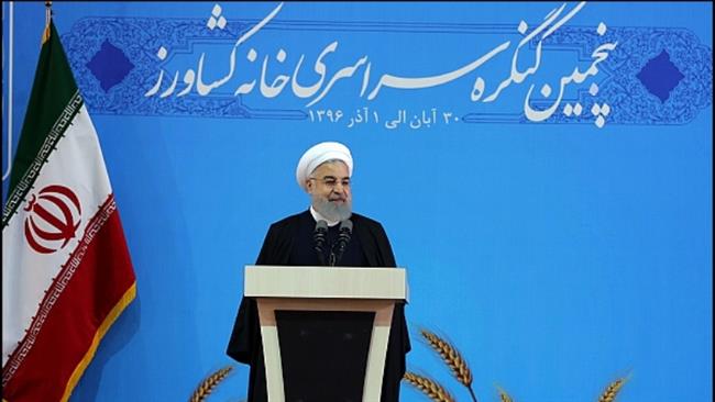 Iranian President Hassan Rouhani speaks during a gathering in the capital Tehran on November 21, 2017. (Photo by President.ir)
