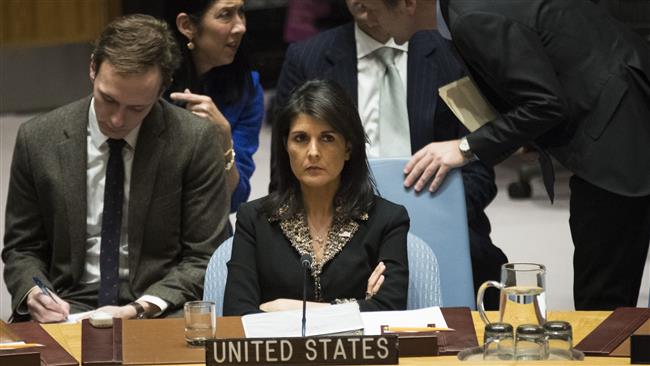 US Ambassador to the United Nations Nikki Haley had threatened countries not to vote against the United States at the United Nations (UN) on Palestine. Above, a tense Haley is seen listening during a Security Council meeting on the issue. (Photo by AFP)
