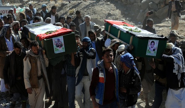 Funeral for Family Members Killed in Saudi Airstrikes Held in Yemen
