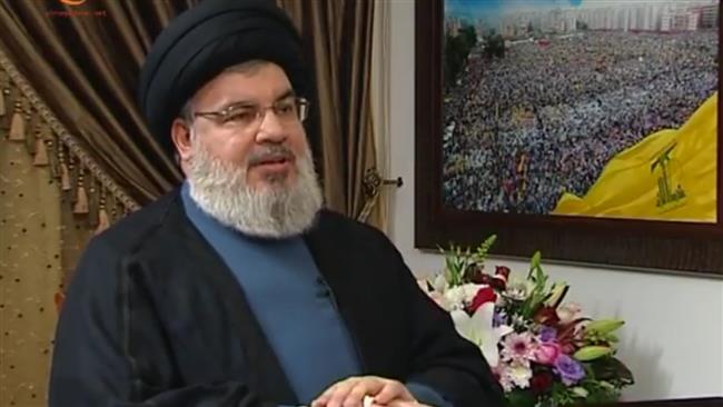 Leader of Lebanon’s Hezbollah resistance movement, Sayyed Hassan Nasrallah, attends an interview with Arabic-language al-Mayadeen news network on January 3, 2018.
