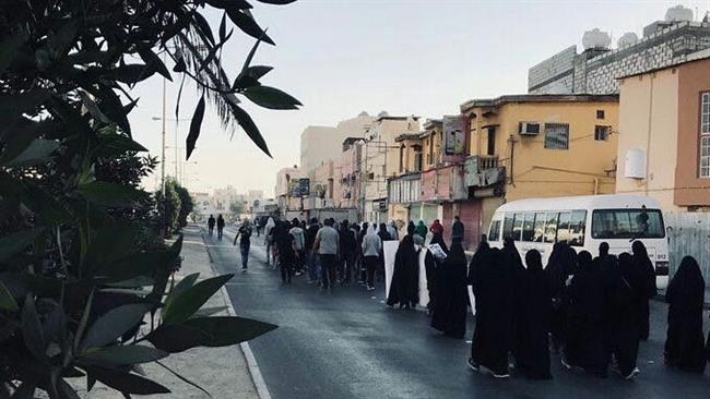 Bahraini protesters participate in an anti-regime rally in the island of Sitra on January 15, 2018.
