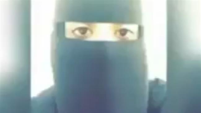 This video grab shows Saudi activist Noha al-Balawi, wearing a niqab, delivering a video message on February 8, 2018 in condemnation of the Riyadh regime’s efforts to normalize relations with Israel.
