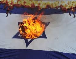 burning Israeli flag