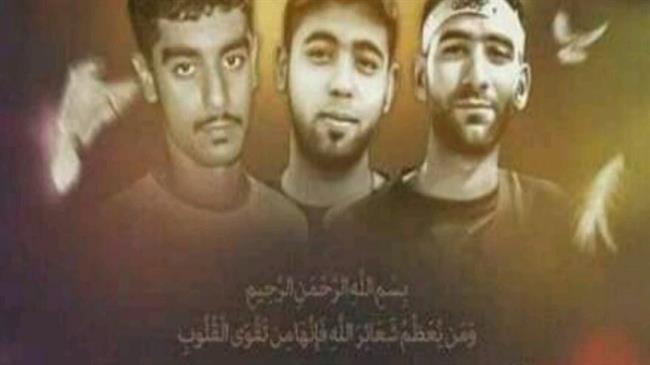 This picture shows the three Bahraini political dissidents recently shot and killed by Manama regime