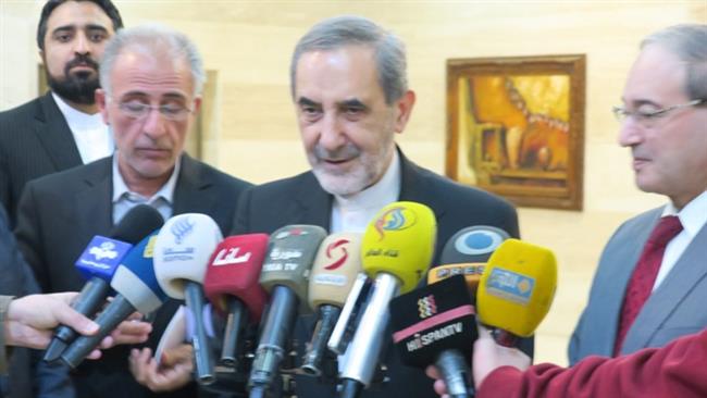 Ali Akbar Velayati, a senior advisor to Leader of the Islamic Revolution Ayatollah Seyyed Ali Khamenei during a press conference held in Damascus, Syria